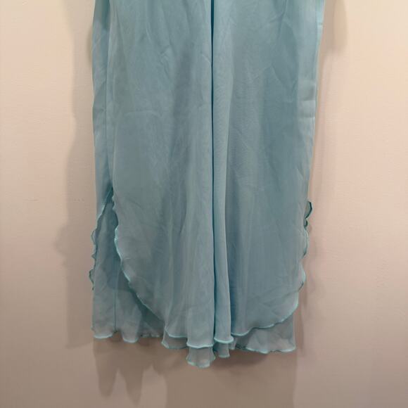 VTG California Dynasty Chemise Slip Dress Size Large Blue Floral Embroidery - Picture 10 of 14